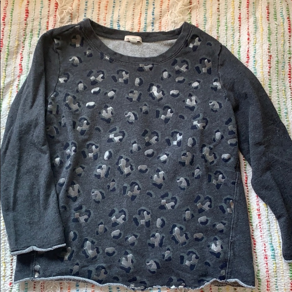 Gap Cheetah Print Gray Sweater Sz M